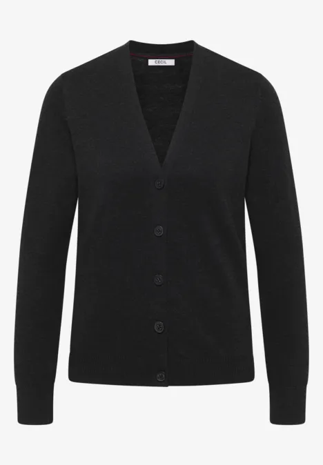 V-Neck Cardigan charcoal grey melange