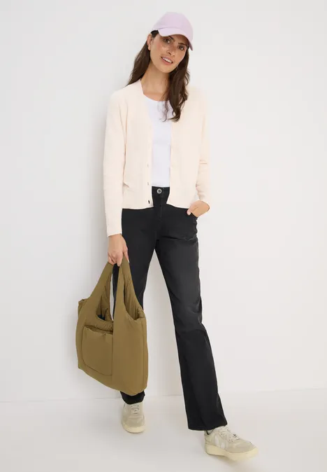 V-Neck Cardigan oat milk beige melange