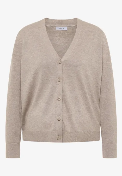 V-Neck Cardigan toffee cream melange