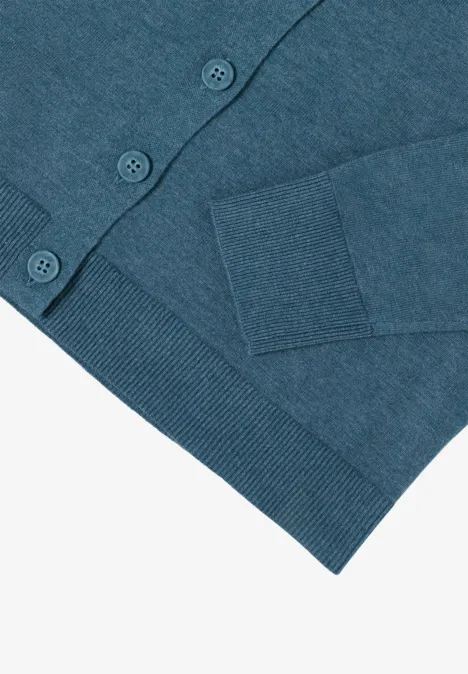 V-Neck Cardigan dull teal blue melange