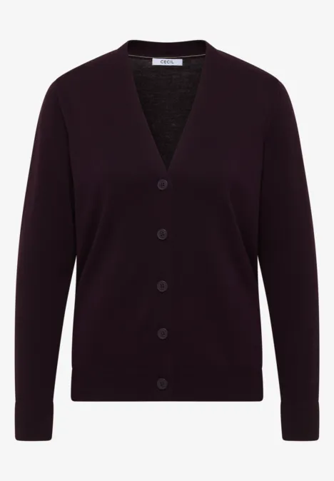 V-Neck Cardigan eggplant red