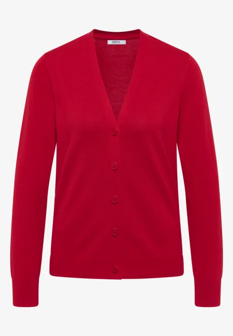 V-Neck Cardigan fiery red
