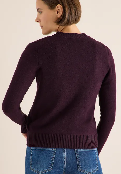 Cosy Cardigan mit Zipper eggplant red melange