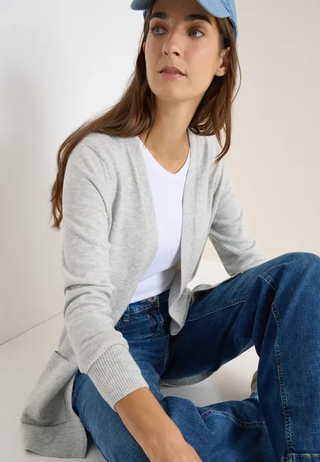 Offener Cosy Cardigan chalk grey melange