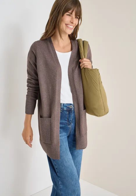 Cardigan cosy ouvert mushroom taupe melange