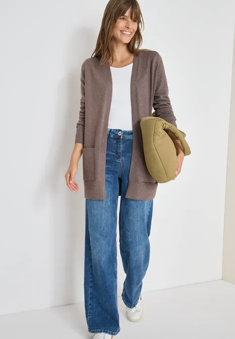 Cardigan cosy ouvert mushroom taupe melange