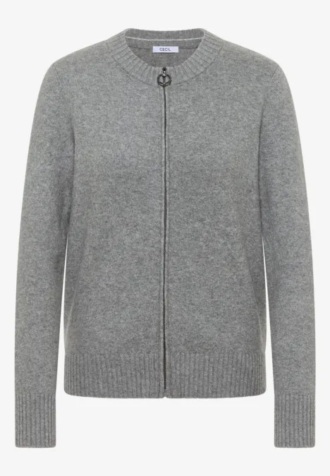 Cardigan mit Zipper sporty grey melange