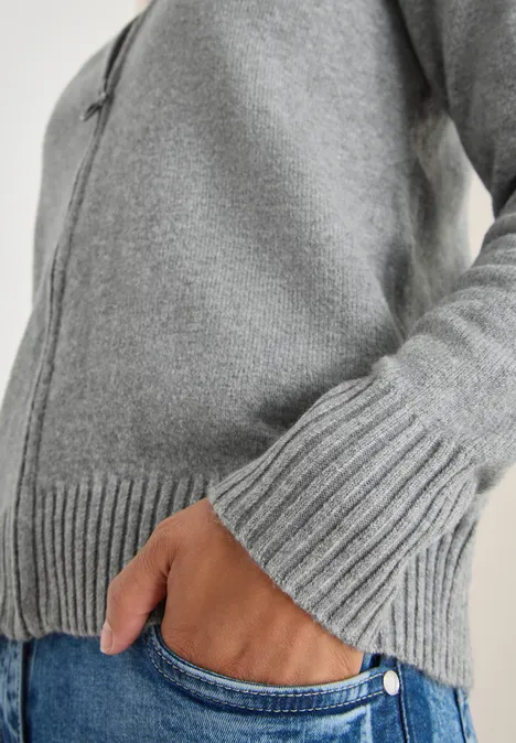 Cardigan mit Zipper sporty grey melange