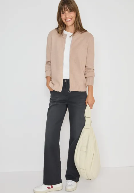 Cardigan mit Zipper sandalwood beige melange