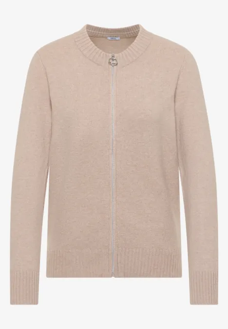 Cardigan mit Zipper sandalwood beige melange