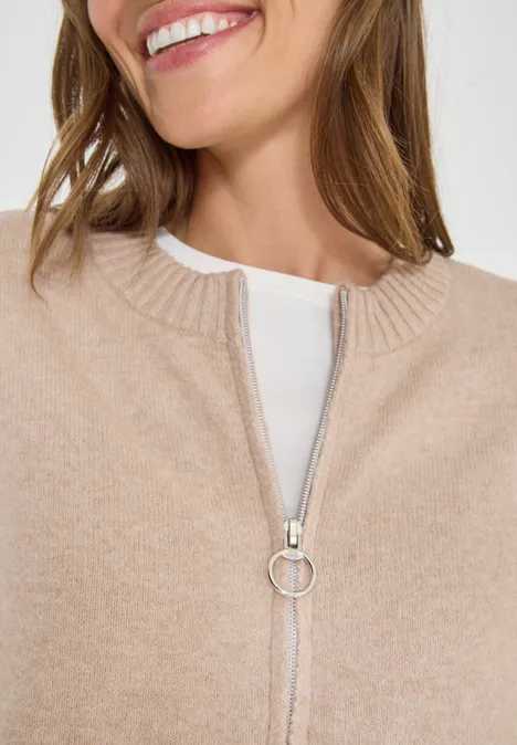 Cardigan mit Zipper sandalwood beige melange