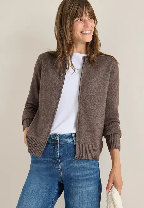 Cardigan mit Zipper mushroom taupe melange