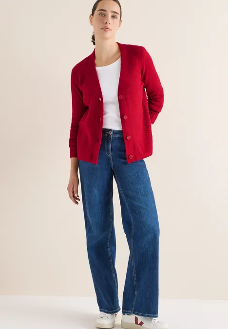 Cardigan mit Strukturdetail beaujolais red