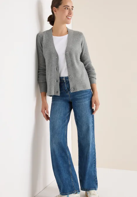 Cardigan mit Strukturdetail sporty grey melange
