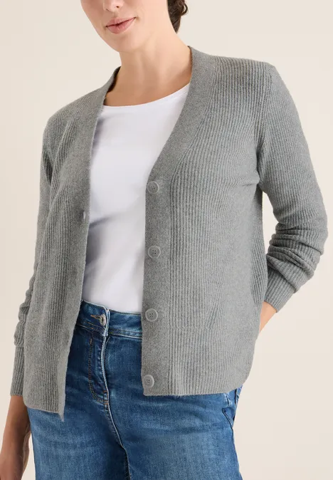 Cardigan mit Strukturdetail sporty grey melange