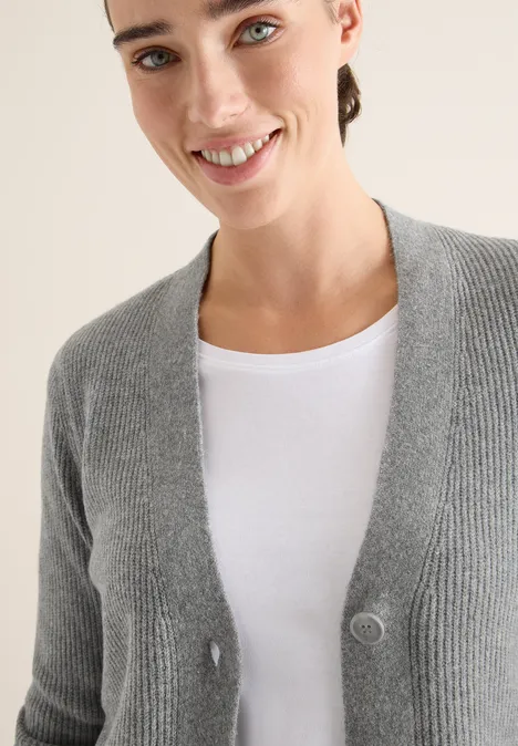 Cardigan mit Strukturdetail sporty grey melange
