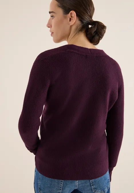 Cardigan mit Strukturdetail eggplant red