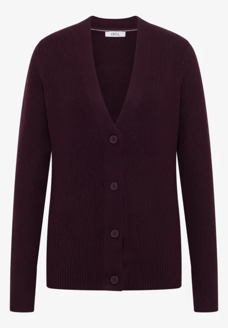 Cardigan mit Strukturdetail eggplant red