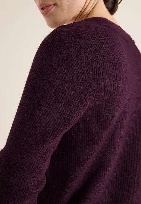 Cardigan mit Strukturdetail eggplant red