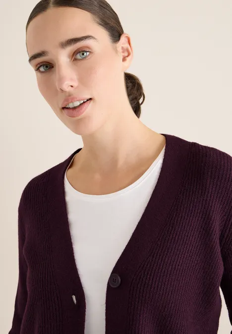 Cardigan mit Strukturdetail eggplant red