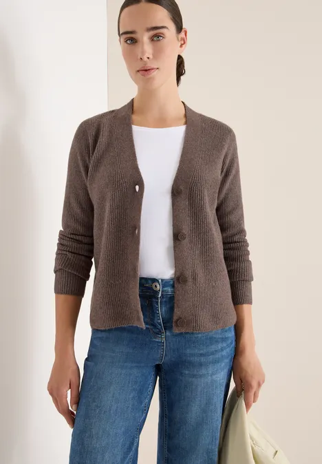 Cardigan mit Strukturdetail mushroom taupe melange