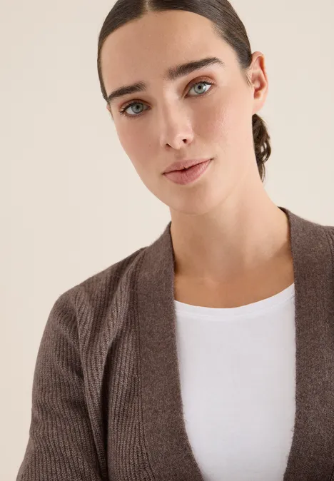 Cardigan mit Strukturdetail mushroom taupe melange