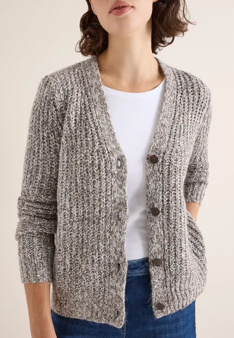 Two Tone Cardigan mushroom taupe melange