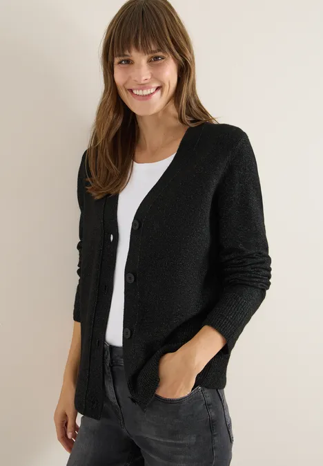 Softer V-Neck Cardigan black melange Softer V-Neck Cardigan black melange