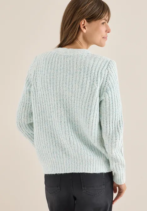 Two Tone Cardigan faded blue melange