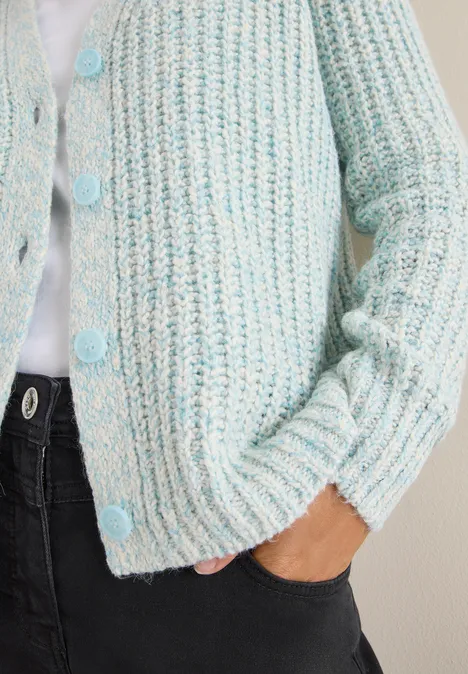 Two Tone Cardigan faded blue melange