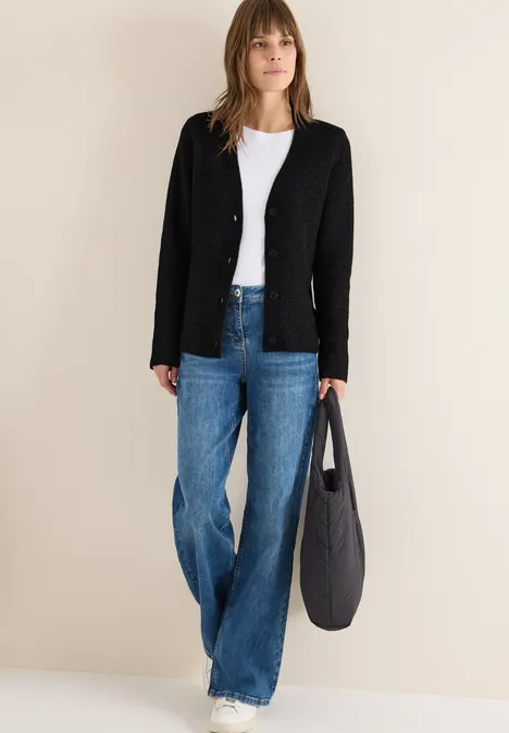 Cardigan mit Strukturdetail black melange