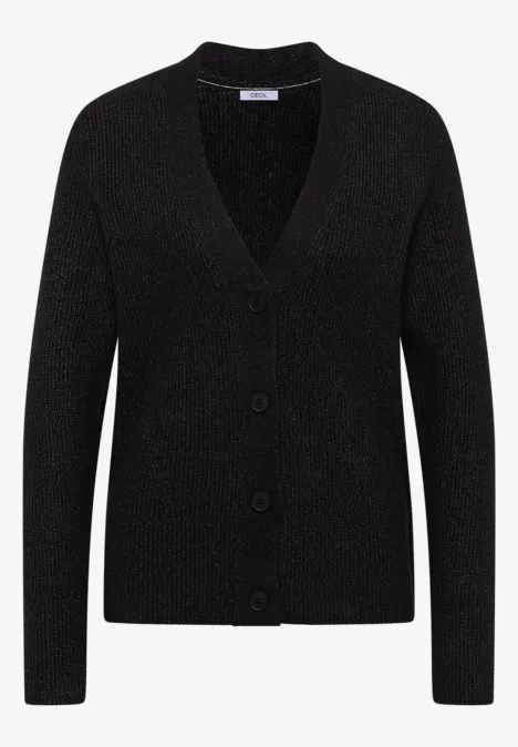 Cardigan mit Strukturdetail black melange