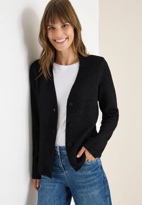 Cardigan mit Strukturdetail black melange