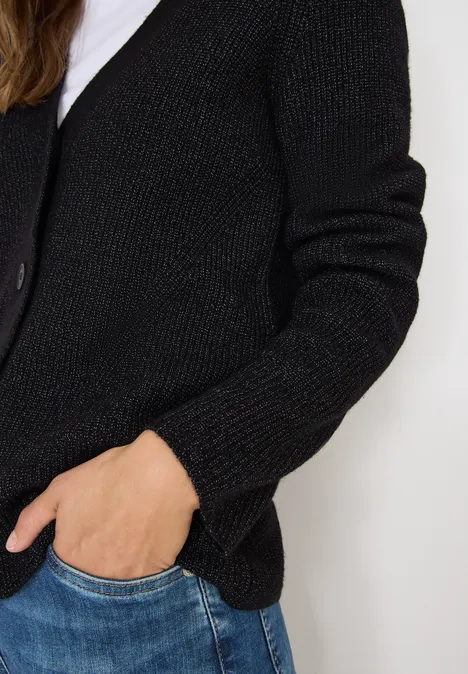 Cardigan mit Strukturdetail black melange