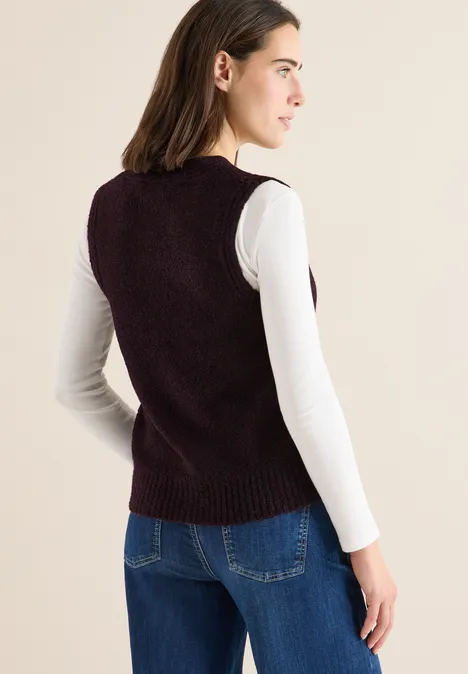 Bouclé vest eggplant red