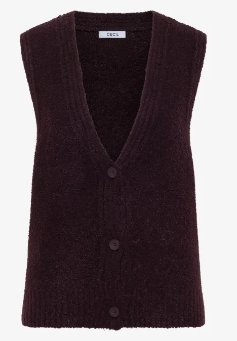 Bouclé vest eggplant red