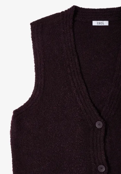 Bouclé vest eggplant red