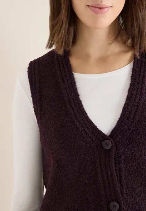 Bouclé vest eggplant red