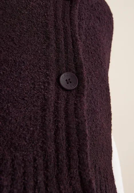 Bouclé vest eggplant red