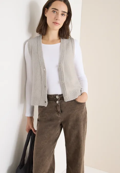 Bouclé vest light greige