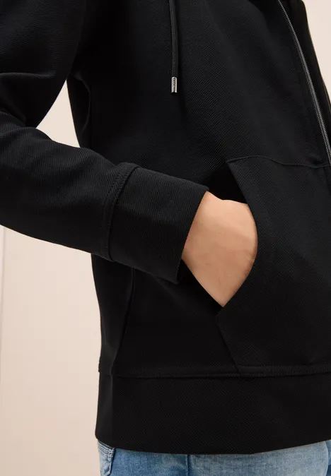 Sweatjacke mit Struktur Black