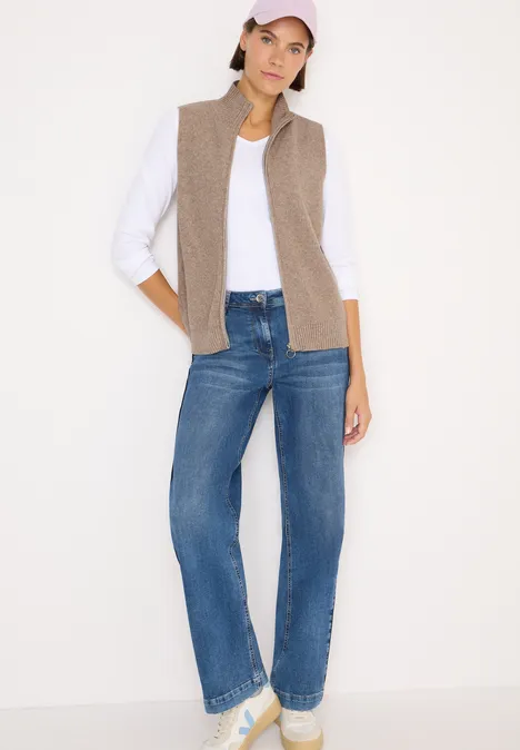 Weste mit Rippstruktur toffee cream melange