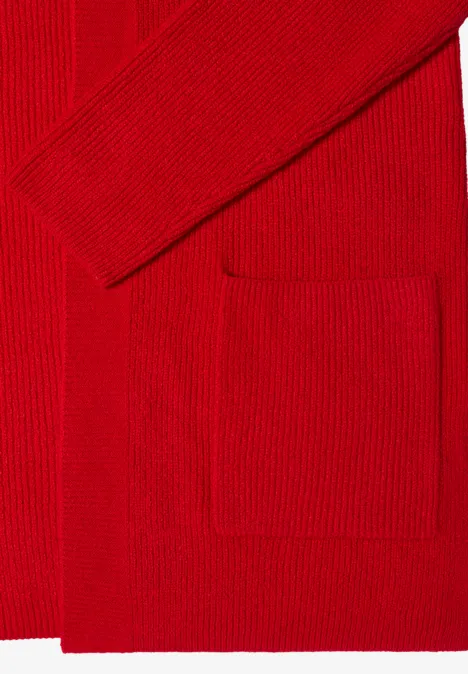 Offener Struktur-Cardigan fiery red