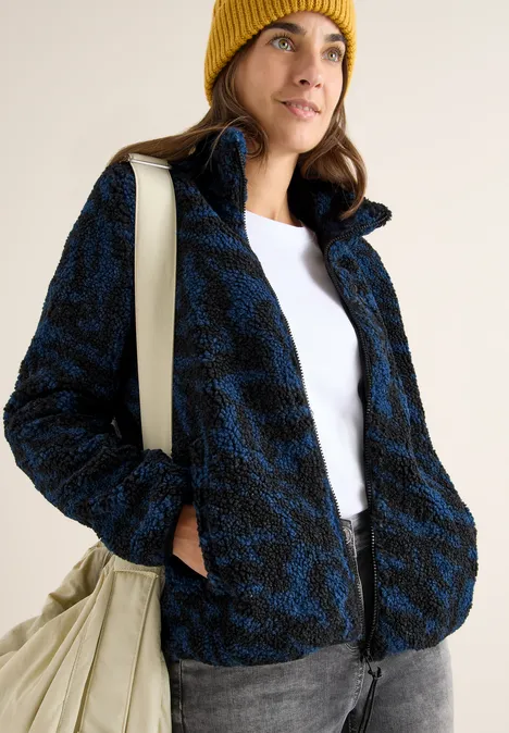 Zebra Jacquard Fleecejacke urban dark blue