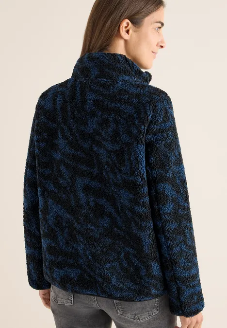 Zebra Jacquard Fleecejacke urban dark blue