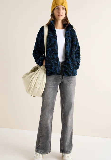 Zebra Jacquard Fleecejacke urban dark blue