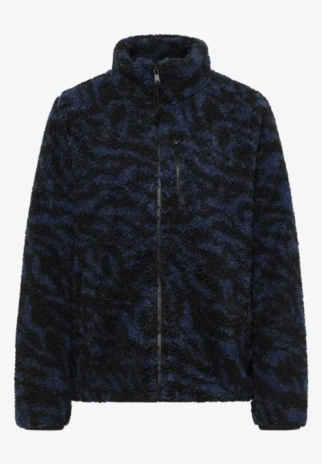 Zebra Jacquard Fleecejacke urban dark blue