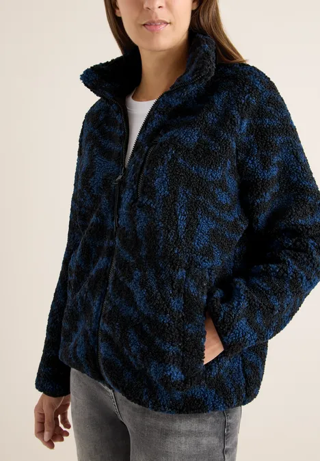 Zebra Jacquard Fleecejacke urban dark blue