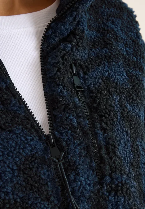 Zebra Jacquard Fleecejacke urban dark blue