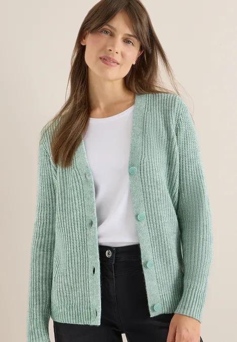 Chunky Melange Cardigan jewel green melange
